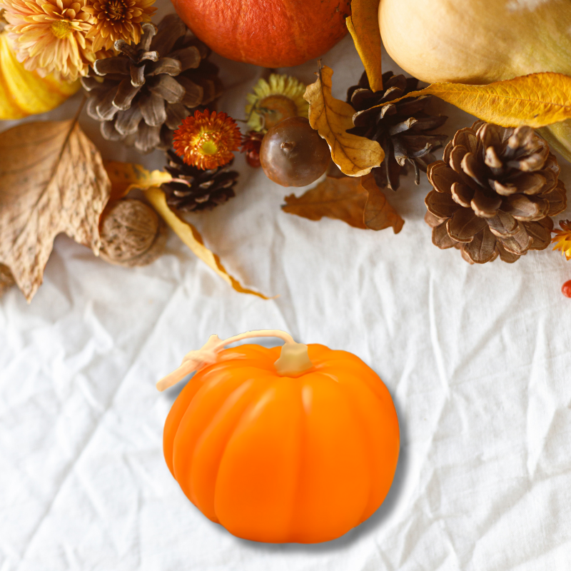 4er-Set Duftkerzen in Kürbisform – Handgemachte Herbstdeko
