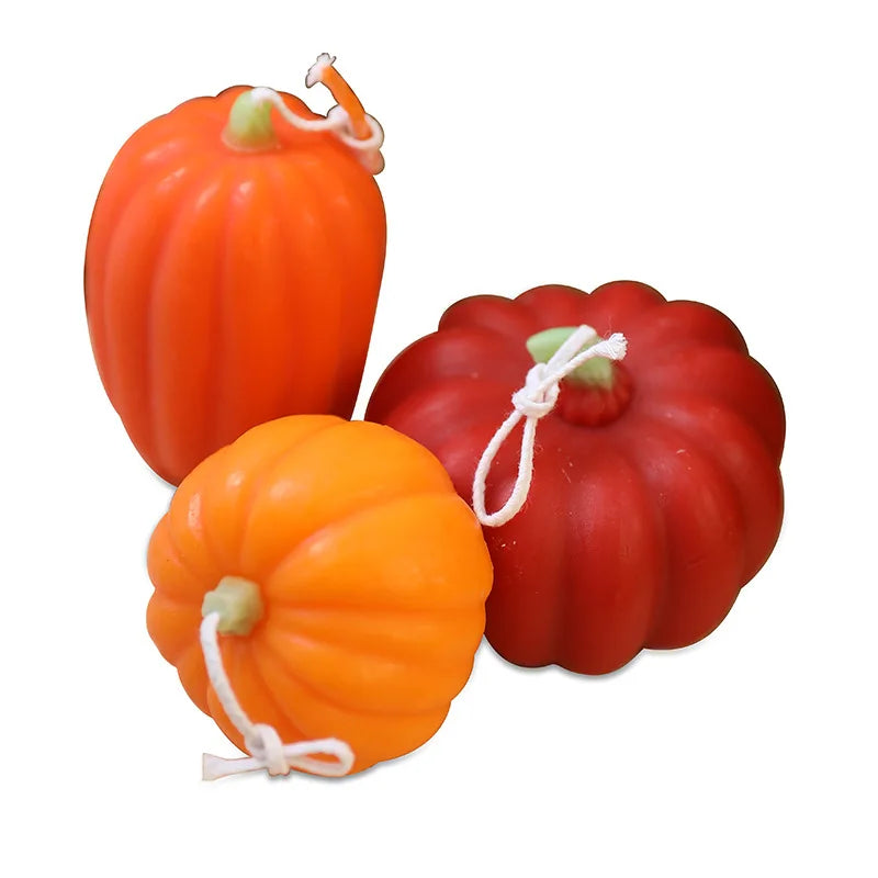 4er-Set Duftkerzen in Kürbisform – Handgemachte Herbstdeko