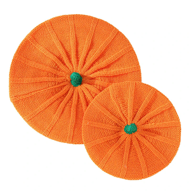 Kürbis-Strickmütze – Erwachsene & Kinder