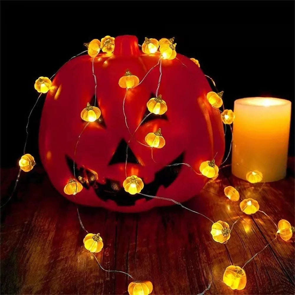 Halloween 3D Kürbis-, Fledermaus- und Spinnen-Lichterkette