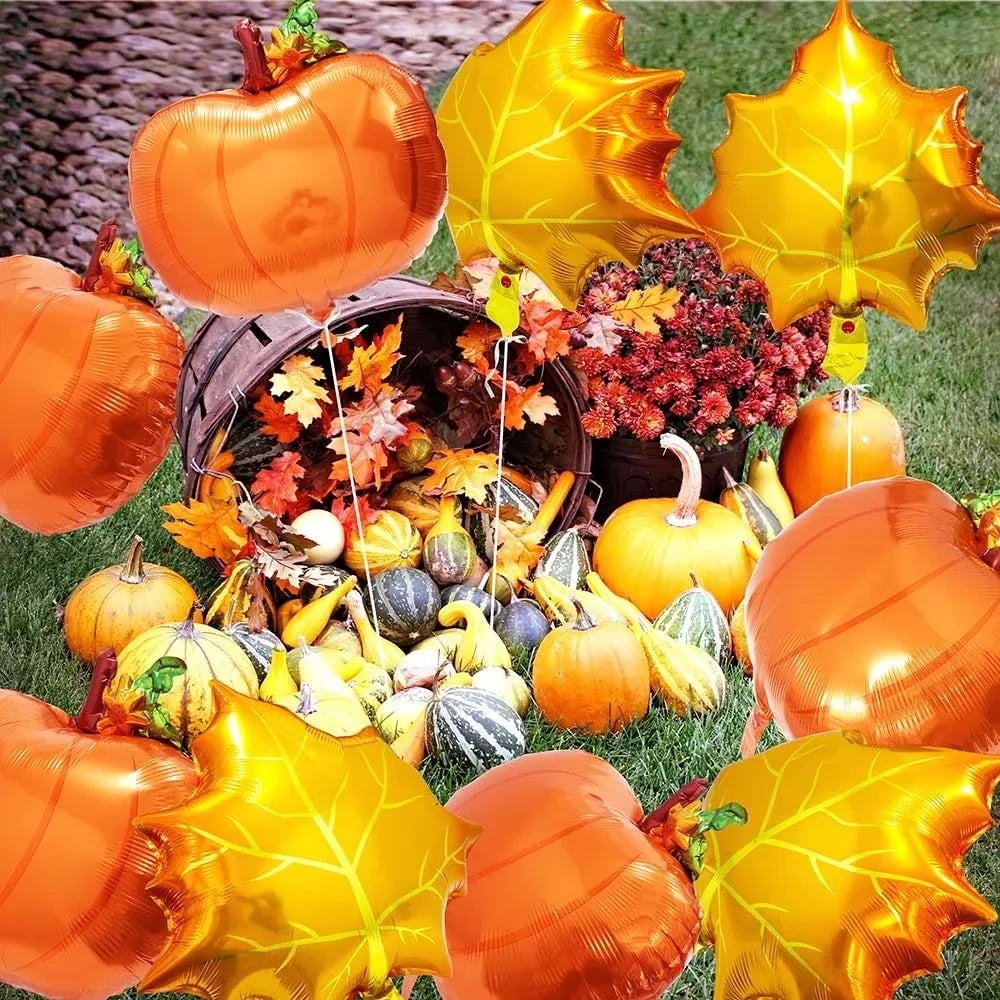 8 Stück Kürbis-Folienballons – Herbst & Erntedank Party Dekoration