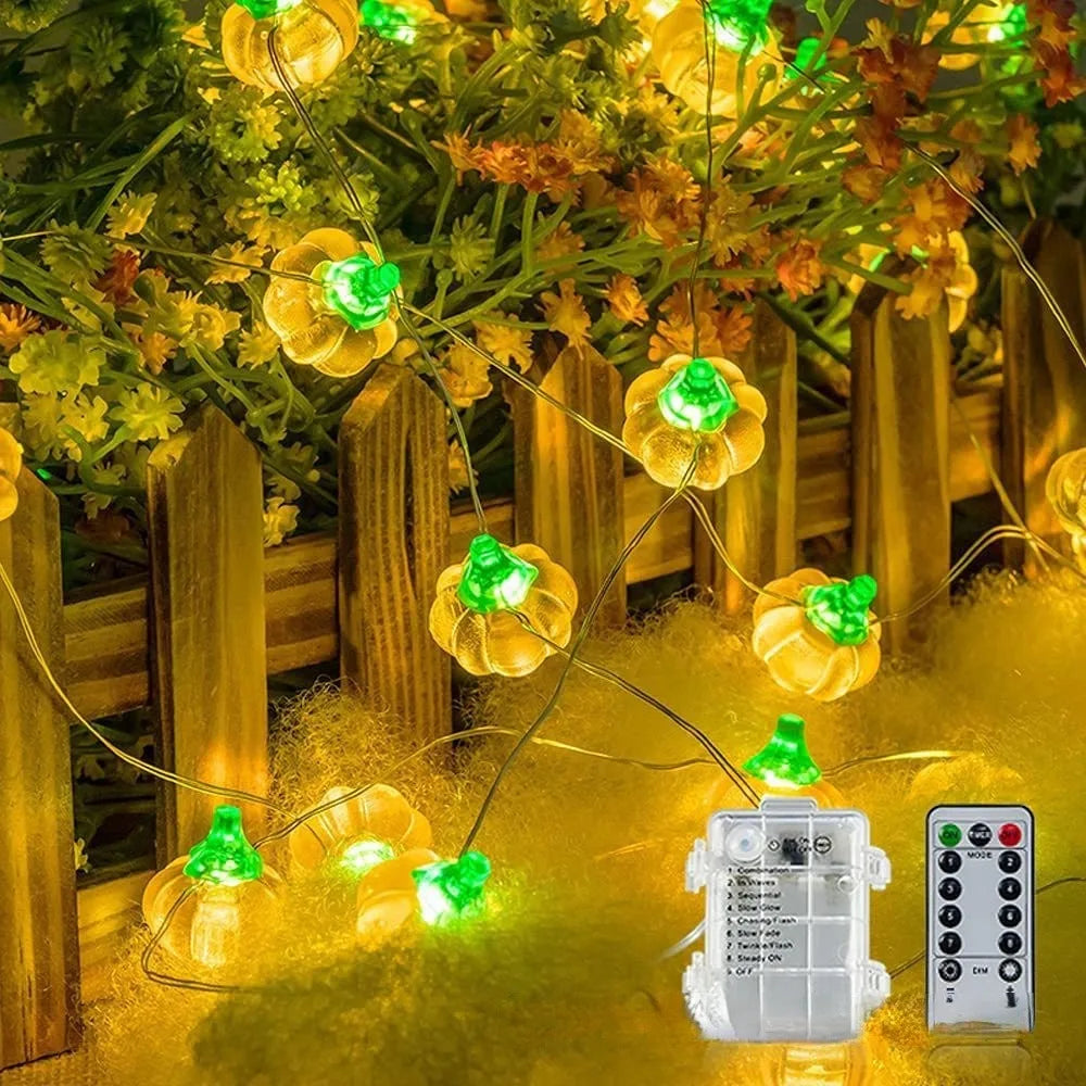 Halloween 3D Kürbis-, Fledermaus- und Spinnen-Lichterkette