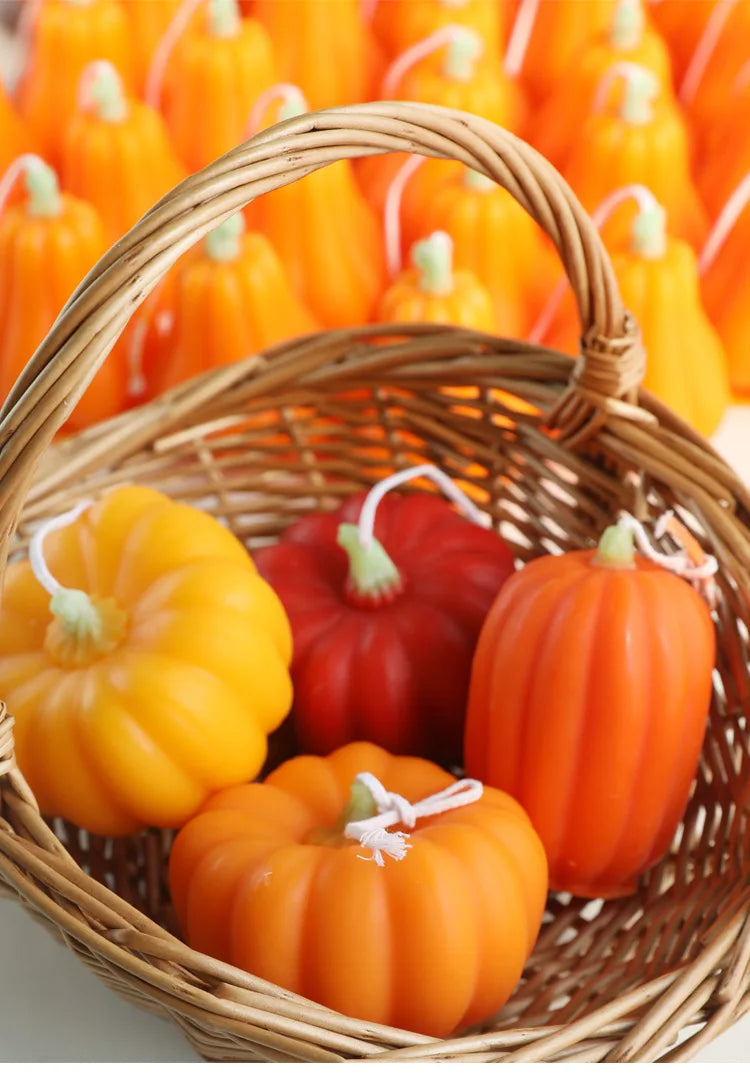 4er-Set Duftkerzen in Kürbisform – Handgemachte Herbstdeko