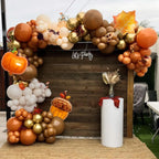 Herbst Luftballon-Set – 143-teilig mit Kürbis, Ahornblättern und Zapfen