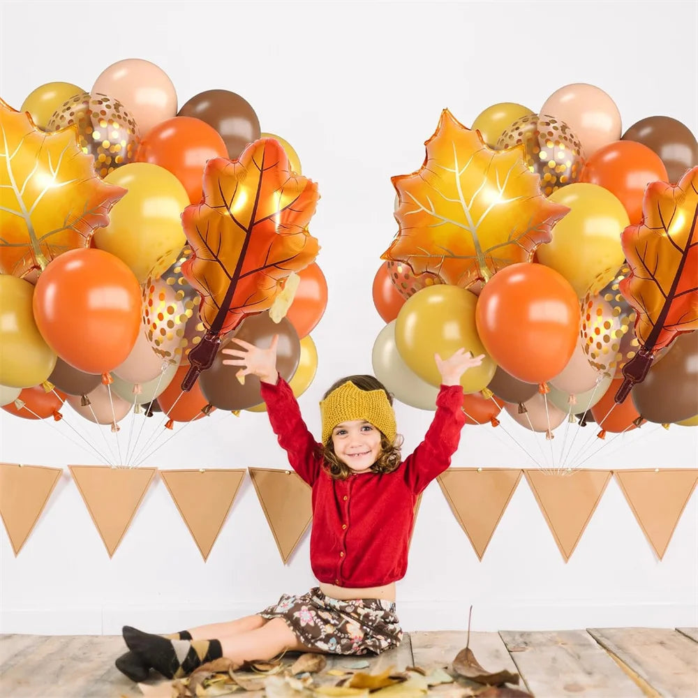 Herbst Luftballon-Set mit Blättermuster