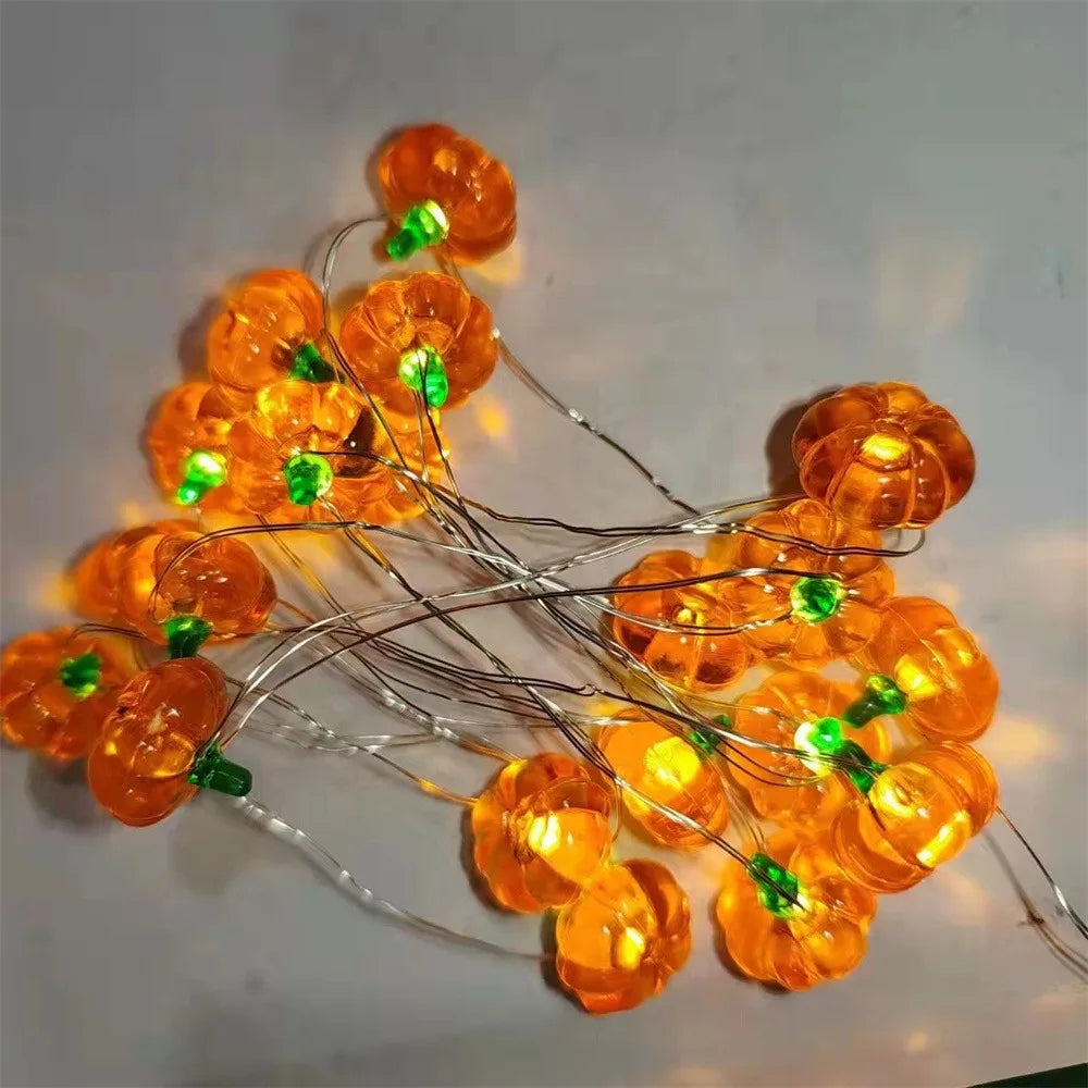 Halloween 3D Kürbis-, Fledermaus- und Spinnen-Lichterkette