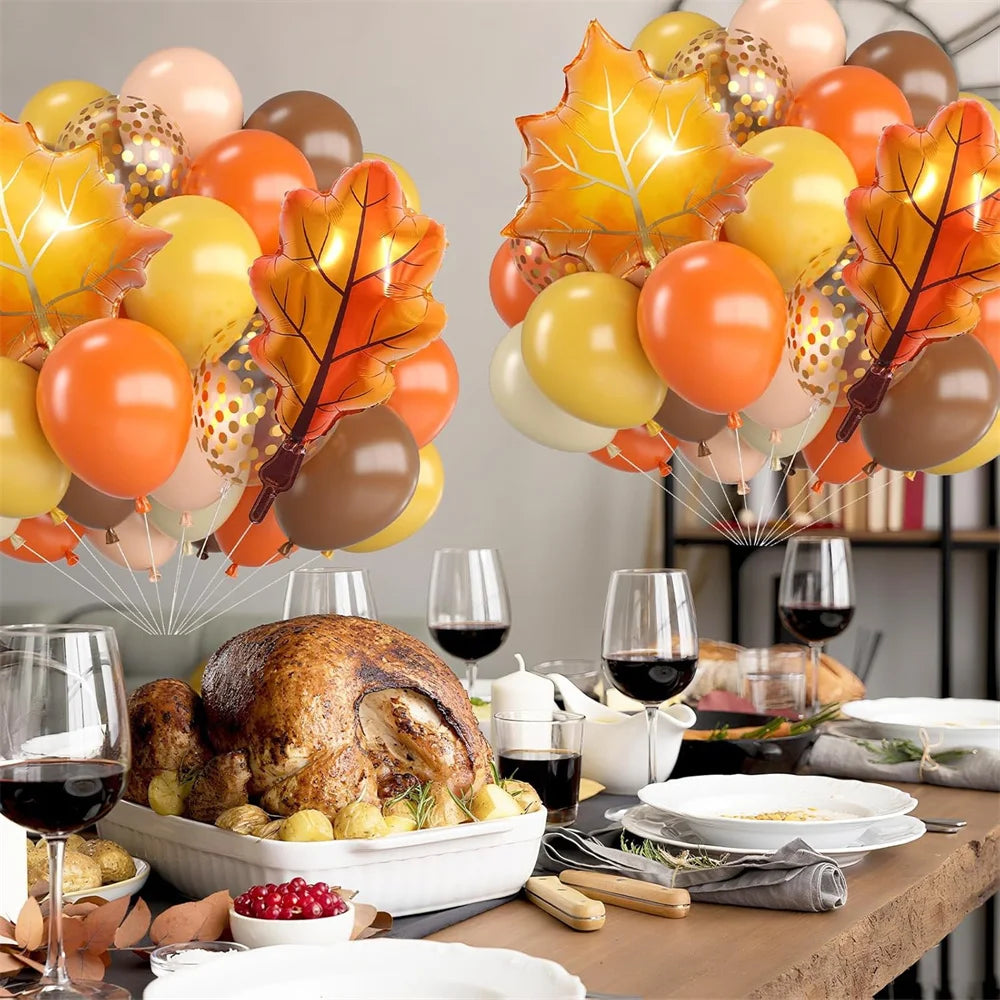 Herbst Luftballon-Set mit Blättermuster